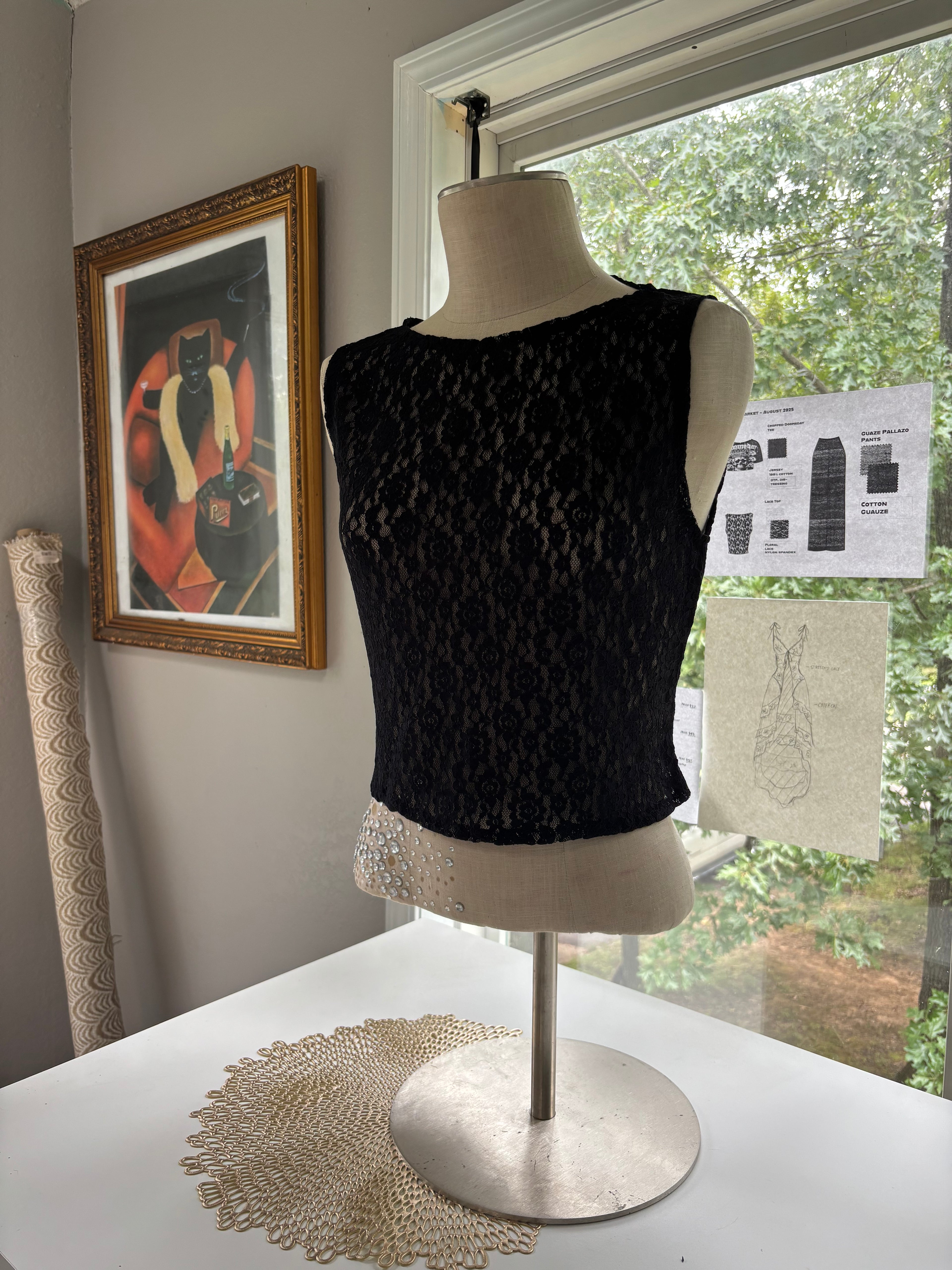 Black Stretch Lace Tank